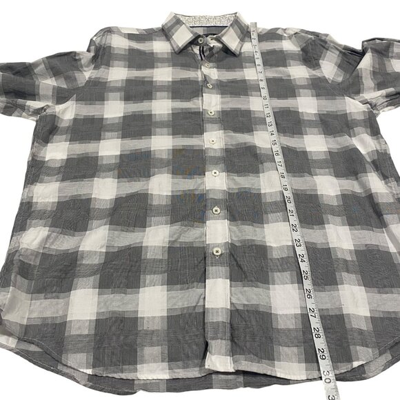 Bugatchi Gray Plaid Long Sleeve Button Up Shirt Men's Size XL - Picture 6 of 10